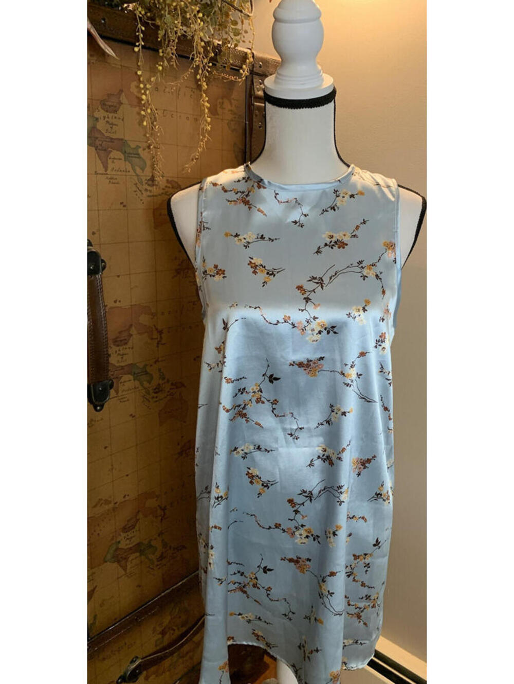 Kimchi Blue Womens Blue Chinoiserie Back Zip Floral Mini Shift Dress Medium